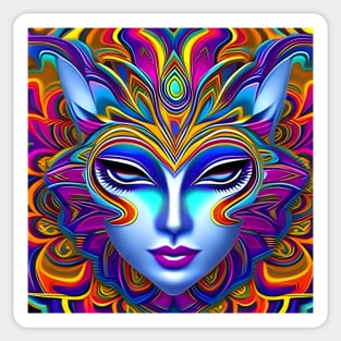 Catgirl DMTfied (5) - Trippy Psychedelic Art Sticker